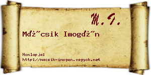 Mácsik Imogén névjegykártya